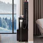 37' Middle Size Left Bedside Cabinet Vanity Table + Cushioned Stool Dresser Set, 2 AC+2 USB Socket, Hair Dryer Stand, Large Touch Control LED Sliding Mirror, 3-color Switch, EPA, GCC, UL Certificate - Grand Goldman Shop
