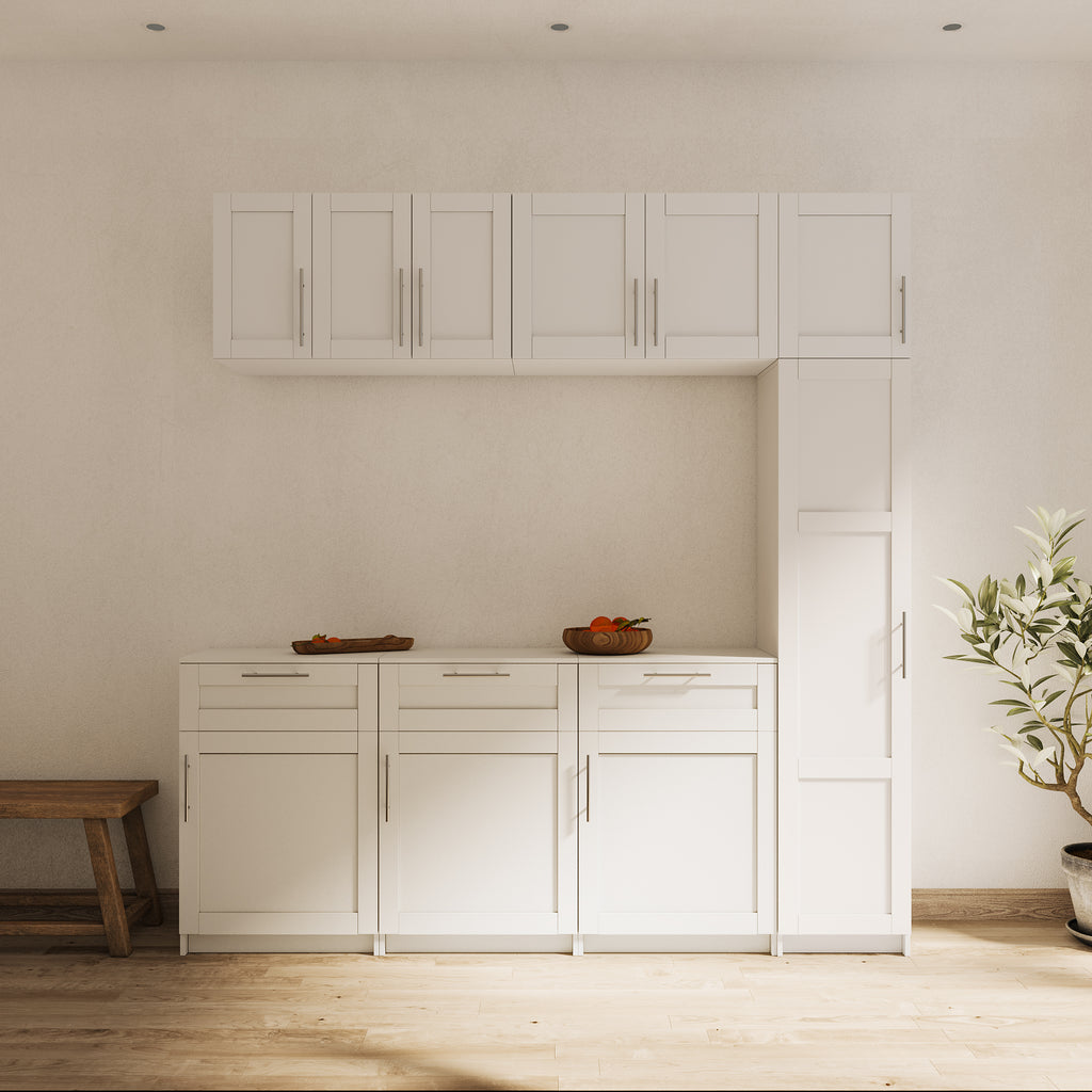 Stackable Wall Mounted Storage Cabinet, 15.75' D x 15.75' W x 70.87' H, White - Grand Goldman Shop