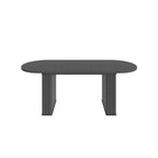 Kitchen extendable dining table for 4-8 people, oval kitchen table with wooden strip base for family living room (black) - Grand Goldman Shop