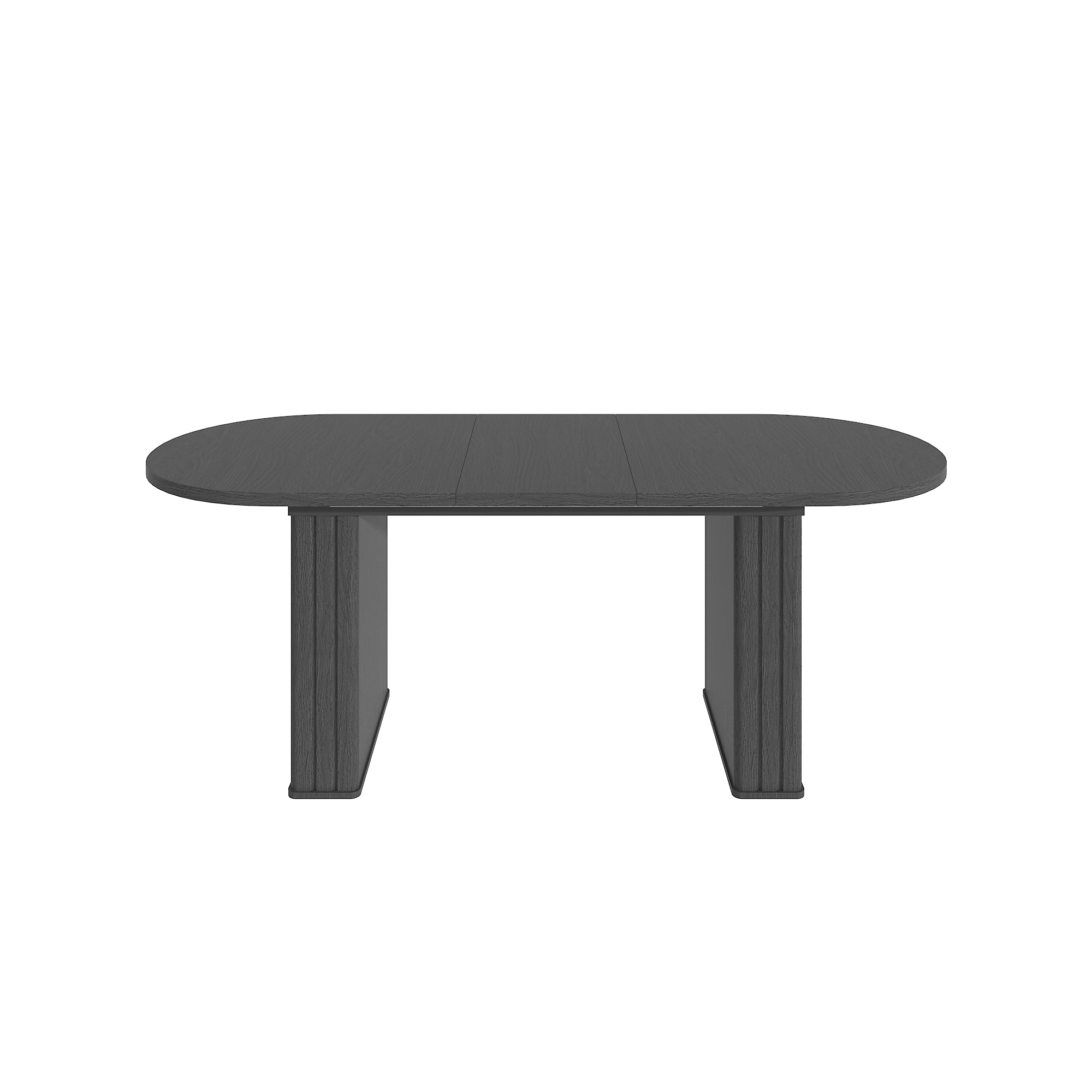 Kitchen extendable dining table for 4-8 people, oval kitchen table with wooden strip base for family living room (black) - Grand Goldman Shop