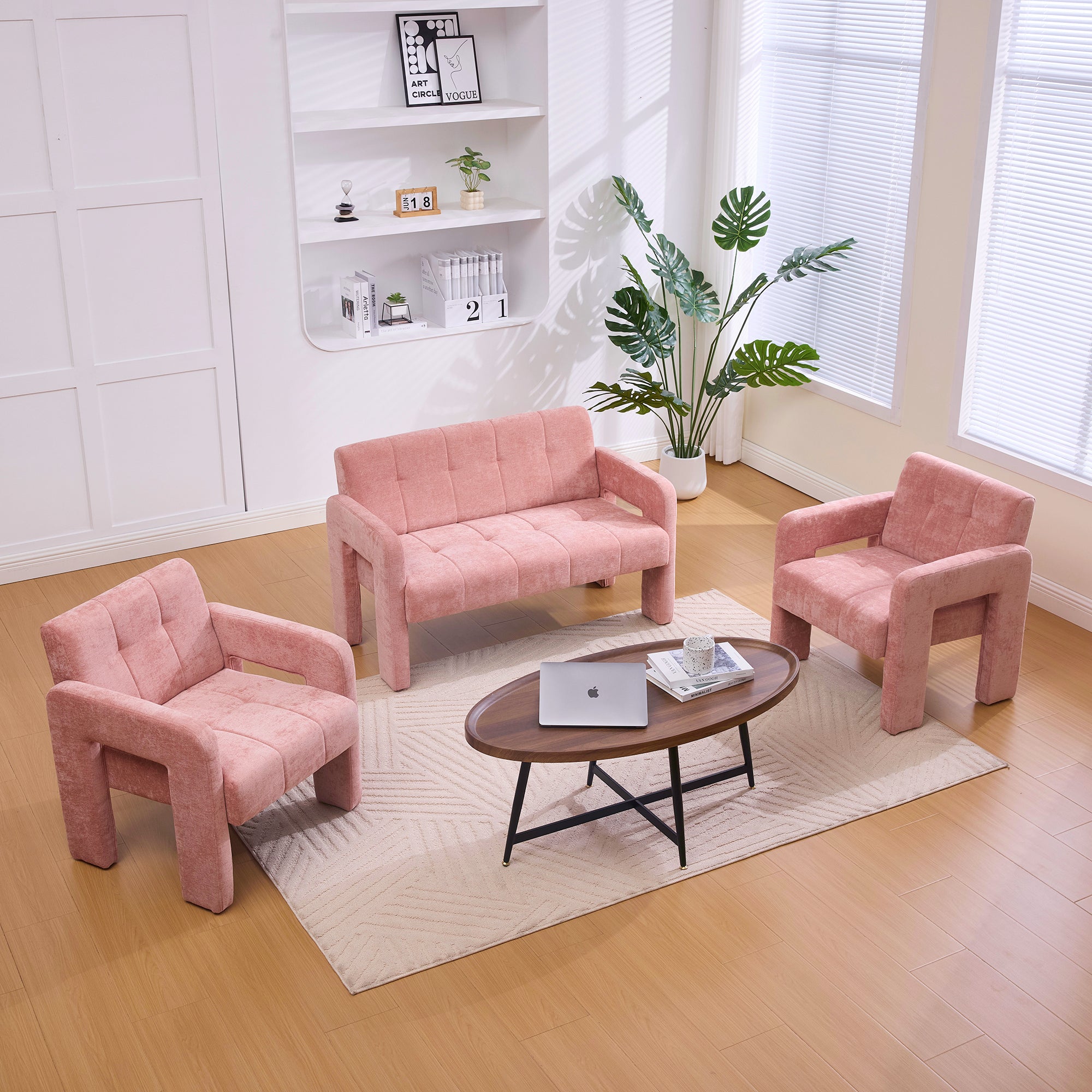 Nordic Modern Double Armchair Living Room & Bedroom Compact Upholstered Sofa Leisure Sofa Comfortable Seating with Dual Armrests Can be paired with a single chair - Grand Goldman Shop