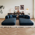 78.8' Compression Sofa,Convertible Floor Sofa Bed-with Pillow Back Support Armrest,Comfy Futon Couch Sleeper Bed,Loveseats Boneless Modular Sectional Sofa,Corduroy fabric,for Living Room,Bedroom,Blue - Grand Goldman Shop