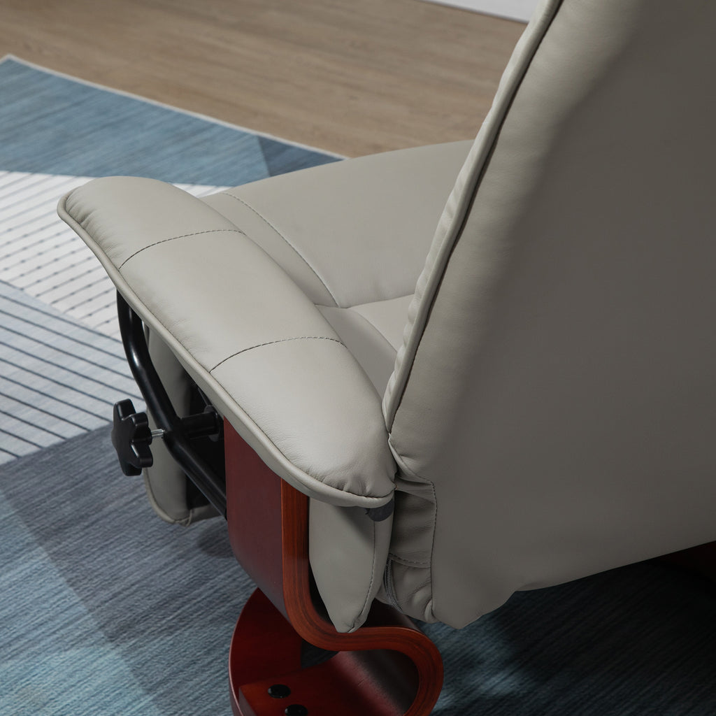 HOMCOM Faux Leather Manual Recliner with Swivel Wood Base Padded Armrest - Grand Goldman Shop