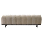 Indoor Dining Bench in Oatmeal Chenille Fabric with Rubber Wood Legs, Comfortable Seating for Dining Room or Living Area - Grand Goldman Shop