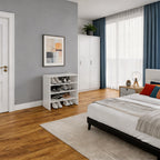FM FURNITURE Berlin Shoe Rack with Open Shelves,  Ideal for Modern Home Spaces, White - Grand Goldman Shop