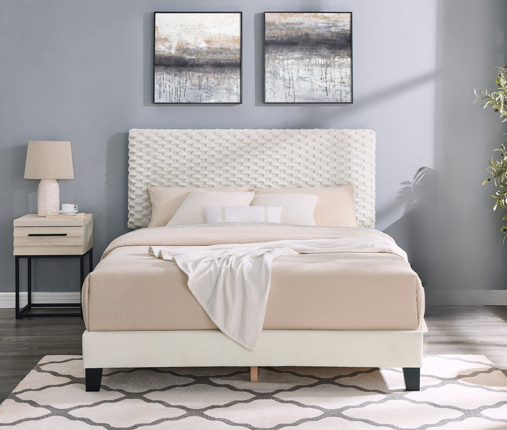 Findlay 2-Piece Bedroom Set, Plush 3D Upholstered Bed with Nightstand, Full - Grand Goldman Shop