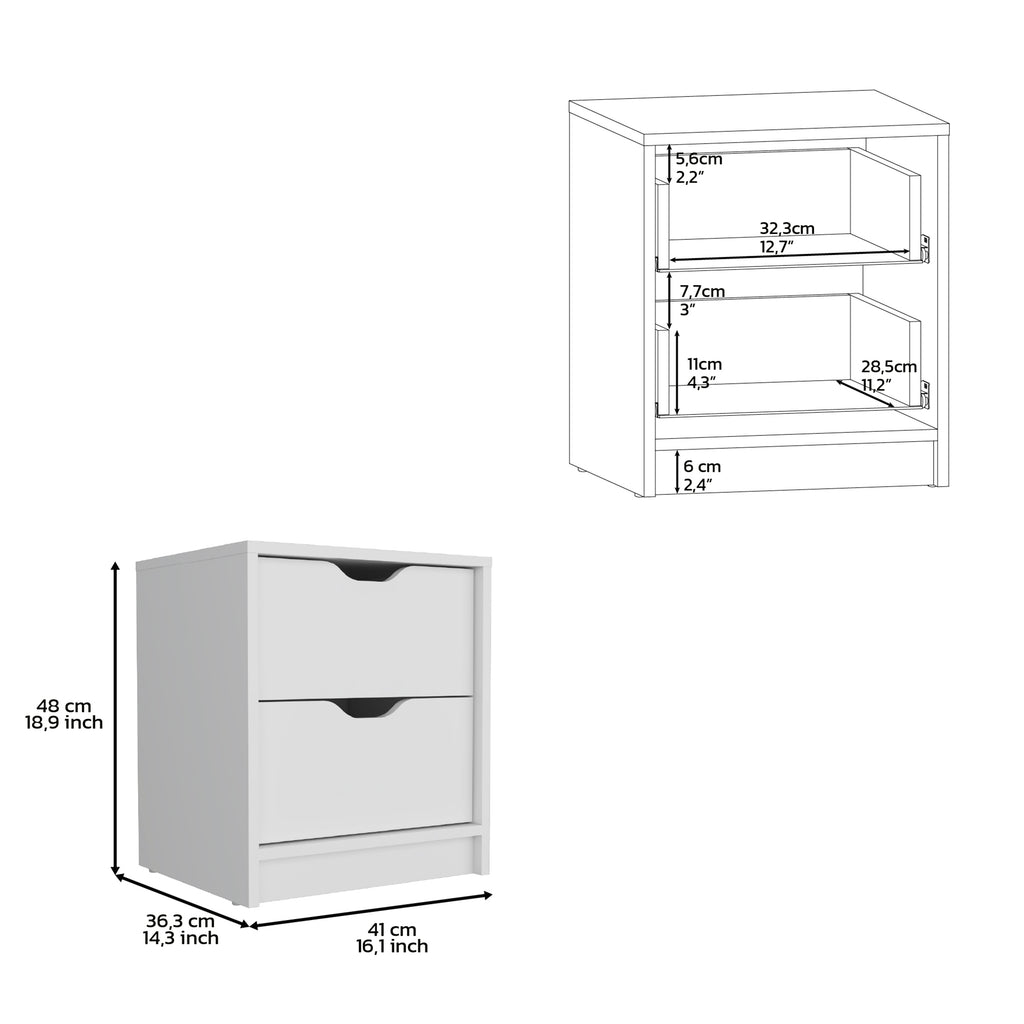 Raymer 2 Piece Bedroom Set, Nightstand + Dresser, White - Grand Goldman Shop