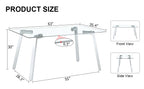 A modern minimalist rectangular glass dining table with tempered glass tabletop and silver metal legs, suitable for kitchens, restaurants, and living rooms,63'*35.4'*30' - Grand Goldman Shop