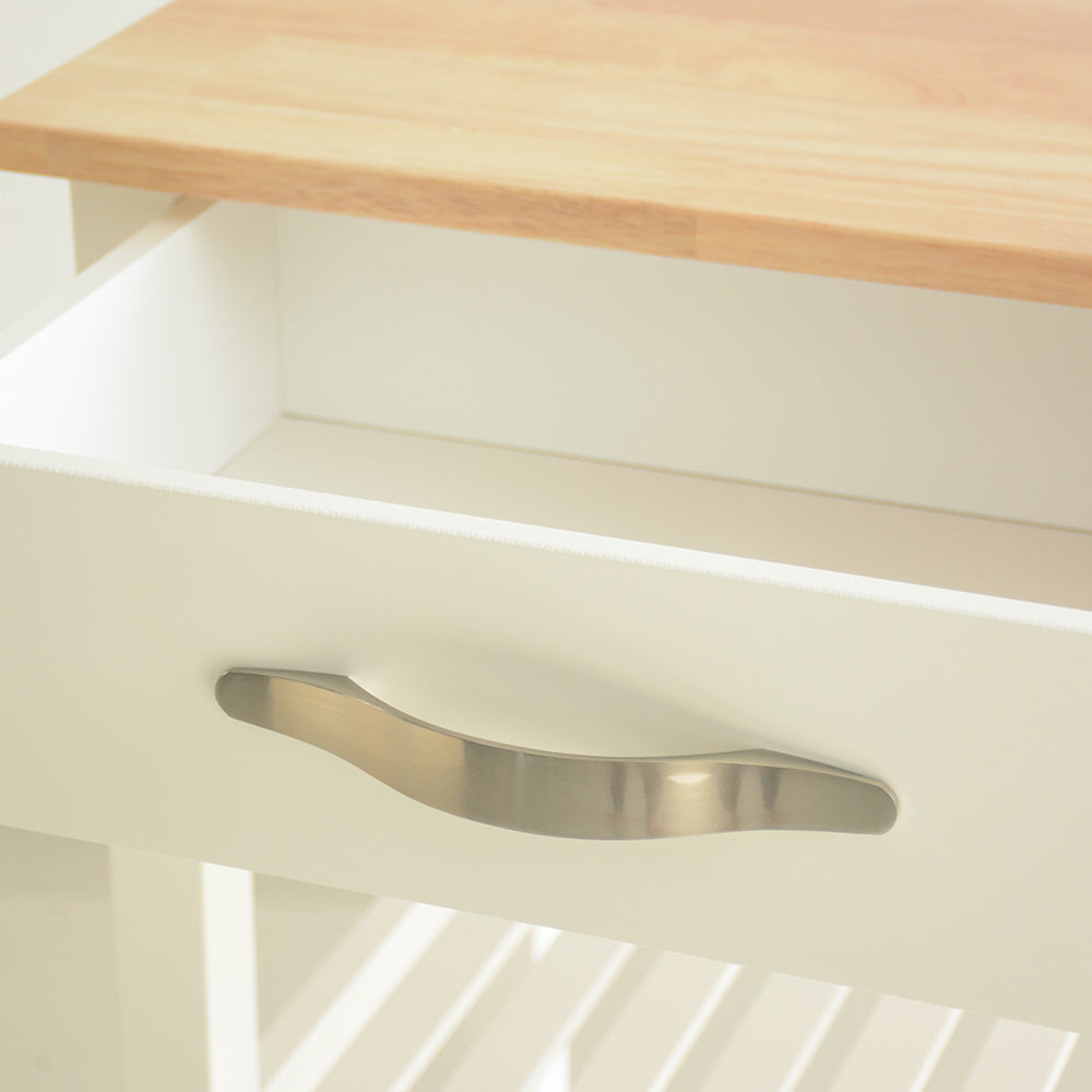 Kitchen Island & Kitchen Cart, Rubber Wood Top, Mobile Kitchen Island with Two Lockable Wheels, Simple Design for Easy Storing and Fetching, Two Drawers Give Unique Storage for Special Utensil. - Grand Goldman Shop