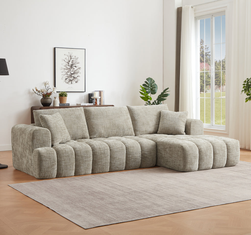 Chenille L-Shape Luxury Sectional Oversized Sofa,Mnimalist Design,Comfy Sleeper Couch for Living Room,Apartment&Reception Spaces,No Assembly Required - Grand Goldman Shop