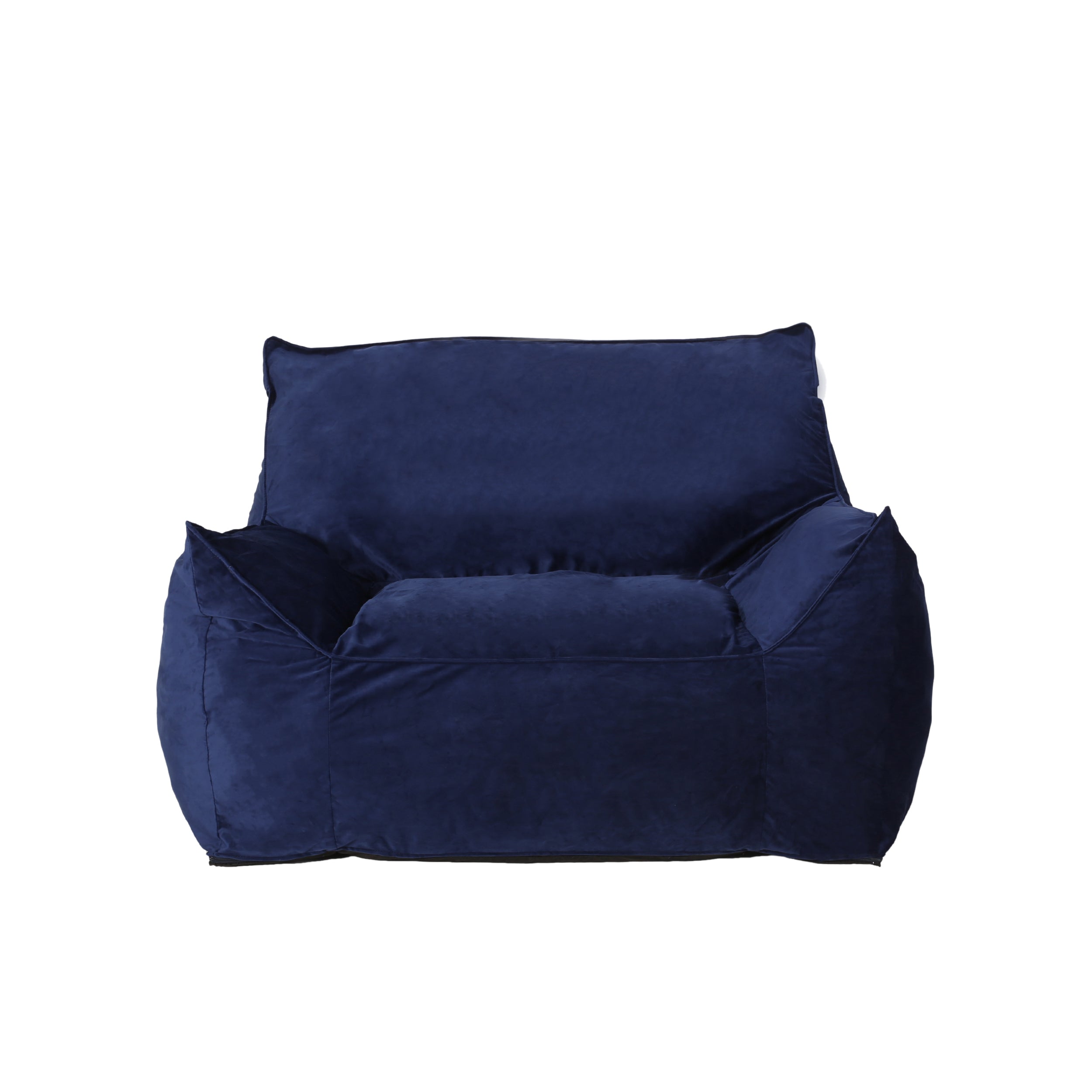 Allea Velveteen Armrest Bean Bag Chair, Navy Blue, Soft Velvet, 42x40x32 inches - Grand Goldman Shop