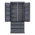 [Assembly Video Provided]TOPMAX 77inch Farmhouse Kitchen Pantry, Freestanding Tall Cupboard Storage Cabinet with 3 Adjustable Shelves, 8 Door Shelves, 3 Drawers for Kitchen, Dining Room, Gray - Grand Goldman Shop