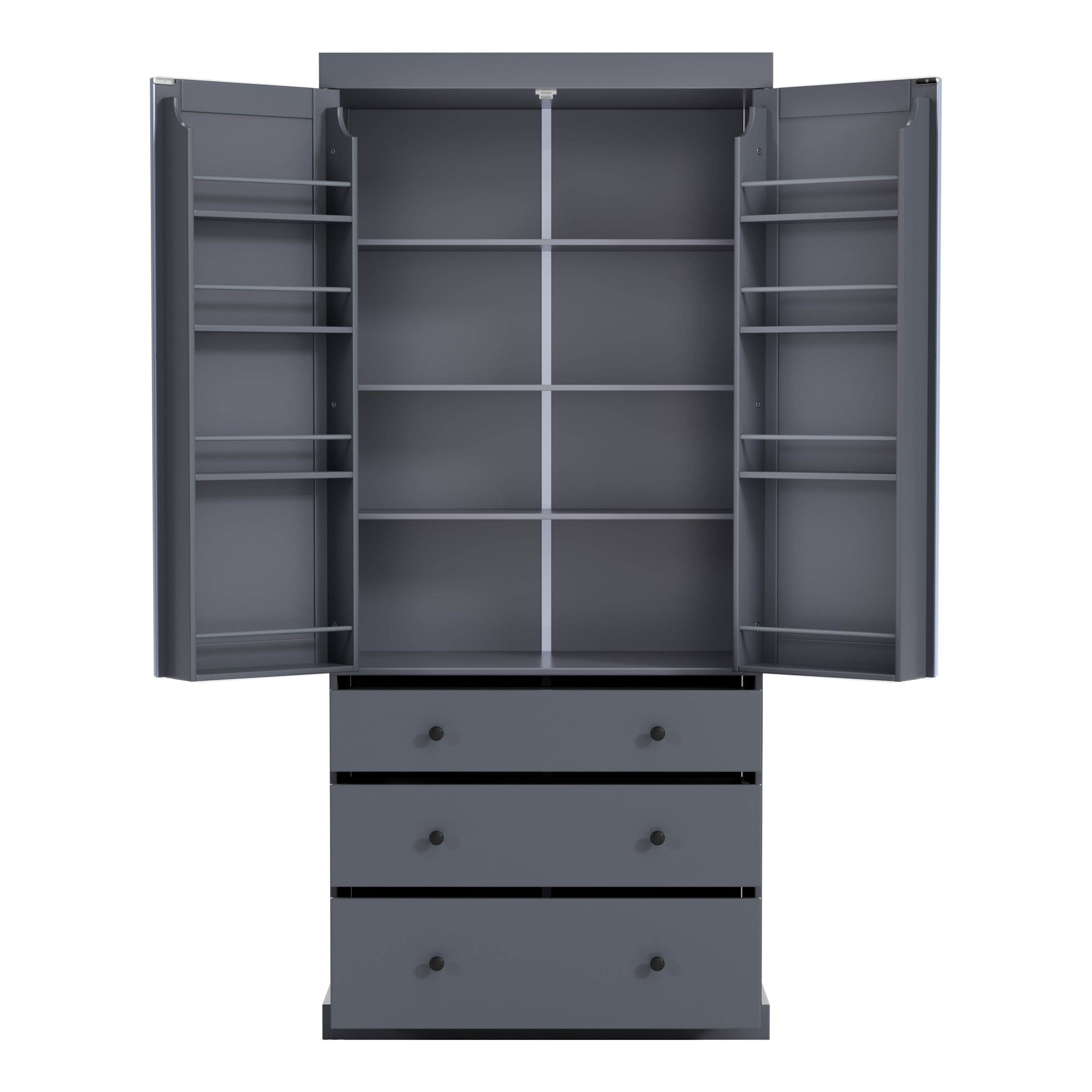 [Assembly Video Provided]TOPMAX 77inch Farmhouse Kitchen Pantry, Freestanding Tall Cupboard Storage Cabinet with 3 Adjustable Shelves, 8 Door Shelves, 3 Drawers for Kitchen, Dining Room, Gray - Grand Goldman Shop