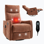 Orange Heat Massage Manual Recliner Chair with Rocker and Swivel in Fabric for Living Room - Grand Goldman Shop