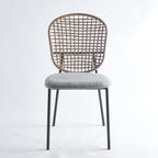 Black and Gray Sennit Chair Set of 4 Dining & Coffee Chair, Matt Black Metal Frame with Natural Fiber Seat, 23.22 x 18.11 x 34.44 Inches - Grand Goldman Shop
