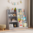 Kids Bookshelf and Toy Storage Organizer, Multifunctional 4 Tier Wooden Kids Book Shelf with  Bookcase Display Stand in Kids 