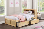 Natural Pine Finish 2pcs Storage Boxes with Caster Wheels Transitional Bedroom Furniture Under-Bed Toy Boxes - Grand Goldman Shop