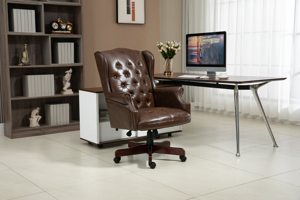 Executive Office Chair - High Back Reclining Comfortable Desk Chair - Ergonomic Design - Thick Padded Seat and Backrest - PU 
