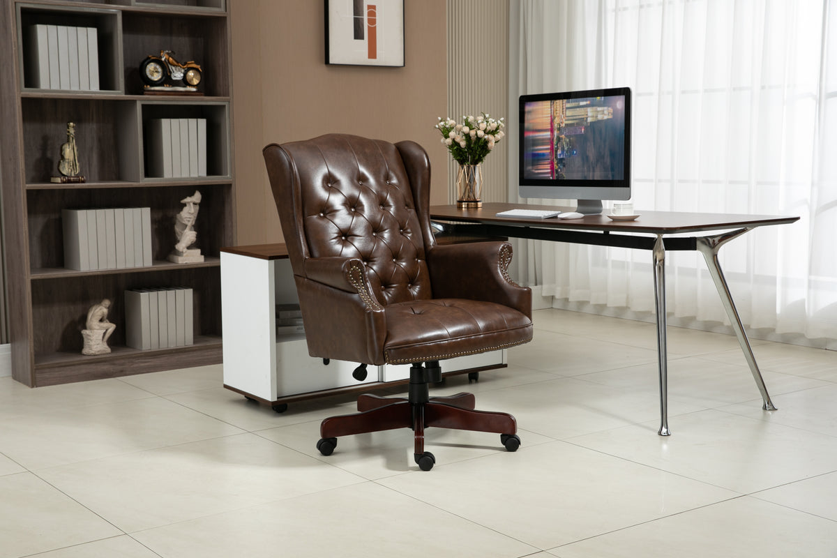Executive Office Chair - High Back Reclining Comfortable Desk Chair - Ergonomic Design - Thick Padded Seat and Backrest - PU 