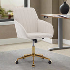 TY Ergonomic Swivel Office Chair, Adjustable and Comfortable, Beige Velvet Upholstery, 24.60 x 22.84 x 38.00 inches - Grand G