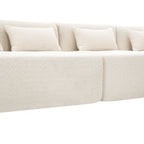 Modern Upholstered L-Shape Sofa with Chaise Lounge and Back Pillows, Beige Boucle Fabric, 144 inches - Grand Goldman Shop