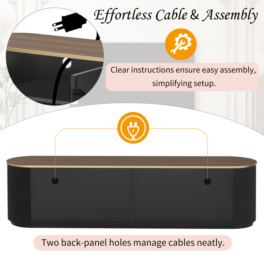 70.8'' Modern Minimalist TV Stand for TVs up to 80 Inches, Entertainment Center with 3 Drawers and 1 Shelf, Metal Handles and 2 Cabinets for Living room - Grand Goldman Shop