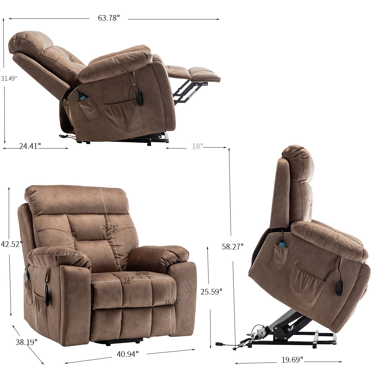 Recliners Lift Chair Relax Sofa Chair Livingroom Furniture Living Room Power Electric Reclining for Elderly - Grand Goldman Shop