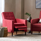 Macedonia Mid-Century Modern Button Tufted Fabric Recliner - Grand Goldman Shop