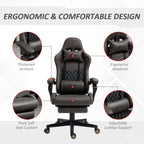 Vinsetto Racing Gaming Chair Diamond PU Leather Office Gamer Chair High Back Swivel Recliner with Footrest, Lumbar Support, A