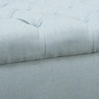 Contemporary Storage Ottoman with Rolled Arms and Button Tufting in Wheat Fabric, 50-inch - Grand Goldman Shop