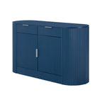 U_STYLE 55.1' Modern Storage Cabinet – 2 Doors & 2 Drawers, Stripe MDF Sideboard with Aluminum Handles, Curved Side Door & 3-Tier Shelves, Buffet Cabinet for Living Room, Bedroom, Dining Room - Grand Goldman Shop
