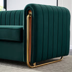 Contemporary Velvet Sofa Couch 84.25''W for Living Room, Green - Grand Goldman Shop