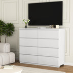 8 Drawers Dresser for Bedroom, Wood Bedroom Dresser Modern Drawer Chest, 8 Chest of Drawer, Tall Dresser for Closet, Dressers Organizer for Living Room, Closet, White - Grand Goldman Shop