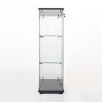Two Door Glass Cabinet Glass Display Cabinet with 3 Shelves, Black - Grand Goldman Shop
