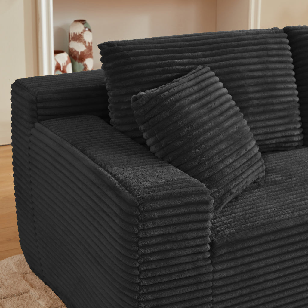 L-Shaped Cloud Sectional Sofa with Deep Seat,No Assembly Required,Modular Couches Sleeper for Living Room,Bedroom,Apartment,Black - Grand Goldman Shop