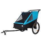 2 in 1 Kids Bike Trailer and Stroller for 1 to 2 Children, Jogging Function, Foldable Compact Storage with Universal Bike Hit
