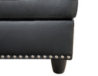 Black Faux Leather L - Shaped Sectional with Storage & Cup Holders - Grand Goldman Shop