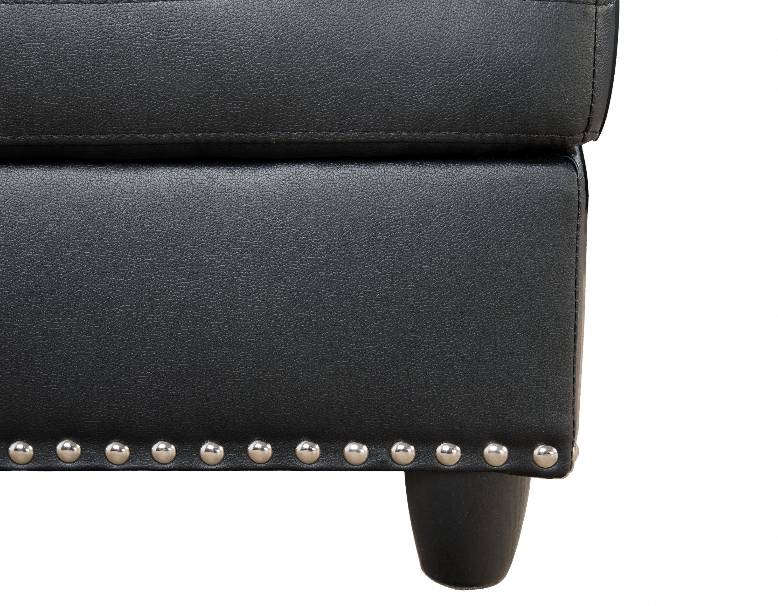 Black Faux Leather L - Shaped Sectional with Storage & Cup Holders - Grand Goldman Shop
