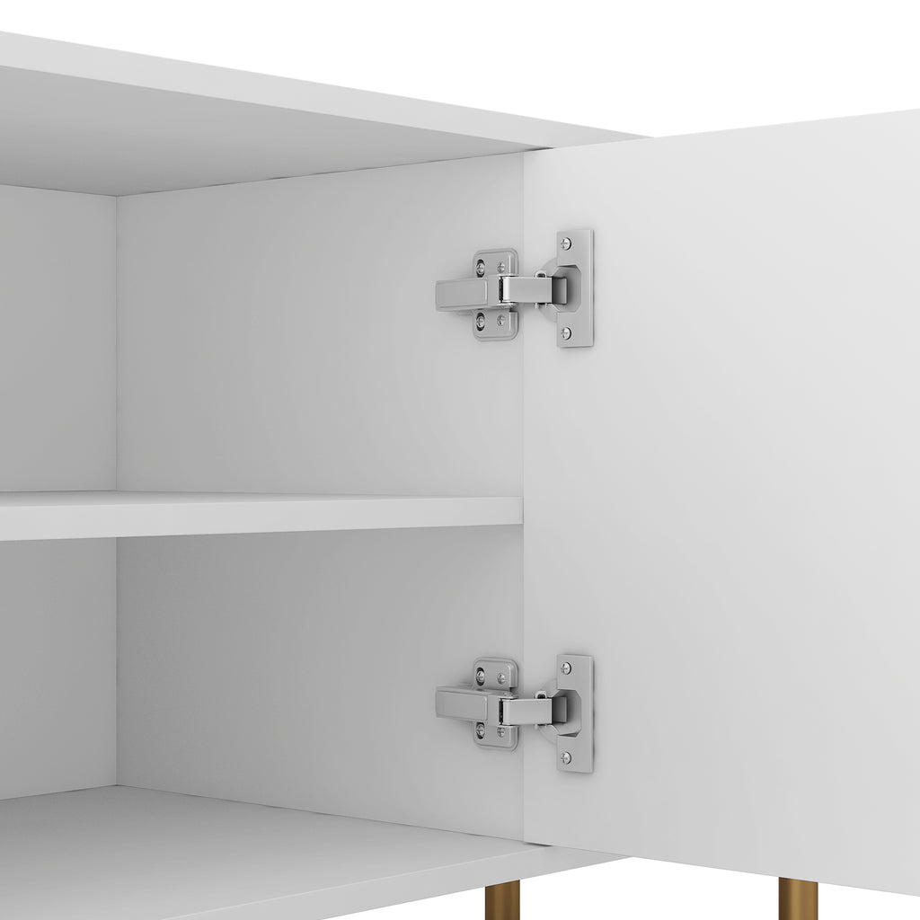 White Modern TV Stand Fluted 68' t, Entertainment Center with Storage Doors, TV Console Media Cabinet,  for 55+ Inch TV, Living Room - Grand Goldman Shop