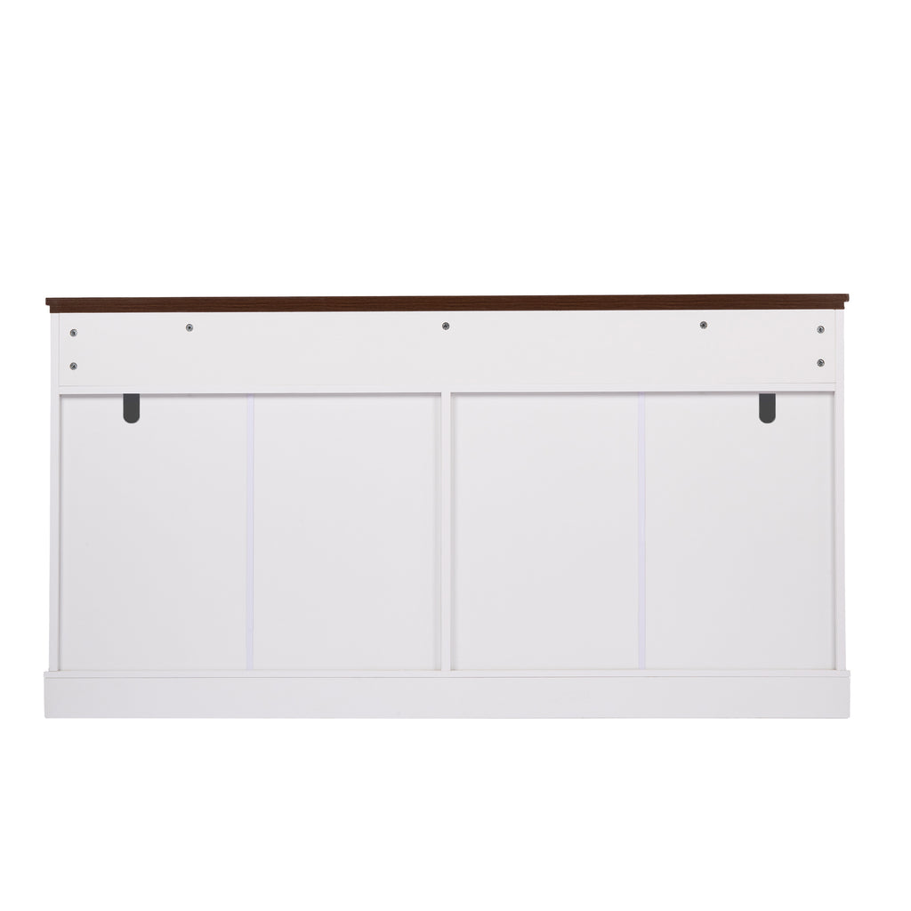 Modern Fluted Sideboard Buffet Cabinet with 4 Doors 3 Drawers, White MDF Storage Console Table for Living Room Dining Room Entryway, 63.11' L x 15.75' W x 32' H - Grand Goldman Shop