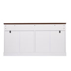 Modern Fluted Sideboard Buffet Cabinet with 4 Doors 3 Drawers, White MDF Storage Console Table for Living Room Dining Room Entryway, 63.11' L x 15.75' W x 32' H - Grand Goldman Shop