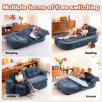 Modern Floor Sofa with 2 Pillows,Convertible Corduroy Fabric Foam-Filled Sleeper Sofa Bed, no assembly required,Convertible Sofa Cushion Unfolds into Quilt,Folding Mattress for Living Room,Playroom - Grand Goldman Shop