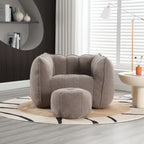 Soft Chenille Bean Bag Chair with High Resilient Foam for Living Room and Bedroom, Comfortable Square Lazy Sofa with Footstool for Adults - Grand Goldman Shop