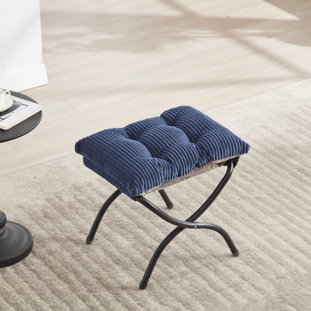 Lazy Chair with Ottoman, Modern Lounge Accent Chair with Armrests and a Side Pocket, Leisure Upholstered Sofa Chair Reading Chair with Footrest for Small Space, Corner Chair-Navy blue - Grand Goldman Shop