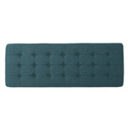 Vibratory Button Tufted Upholstered Ottoman with Splayed Wooden Legs, Teal and Natural - Grand Goldman Shop