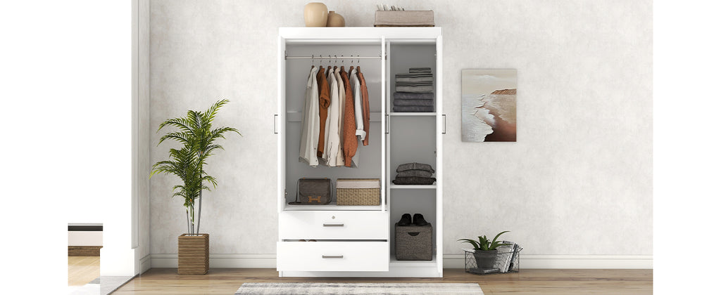 3-Door Wardrobe with 2 Drawers, White(OLD SKU:LP006001AAK) - Grand Goldman Shop