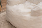 Ivory White Soft Teddy Fabric Tufted Foam Bean Bag Chair with Memory Sponge - Grand Goldman Shop