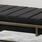 Upholstered Velvet Ottoman Bench with Brass Finish, Black - Grand Goldman Shop