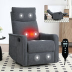 Heat Massage Manual Recliner Chair with Rocker and Swivel in Fabric for Living Room, Grey - Grand Goldman Shop