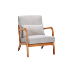Mid-Century Modern Accent Chair with Pillow Upholstered Arm Chair in Beige Polyester and Solid Wood Frame (beige) - Grand Goldman Shop